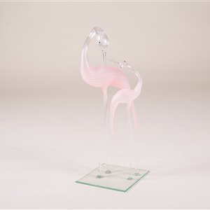 Escultura em Vidro - 2 Cegonhas Rosa