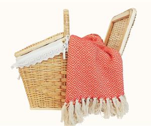 Cesto Pic-Nic em Vime + Manta