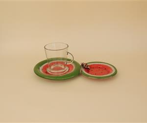 Chávena Chá & Prato Biscoitos  - Melancia