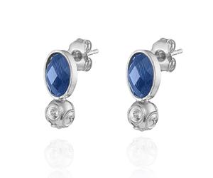 BRINCOS DE CONTAS DE VIANA PR COM PEDRA AZUL