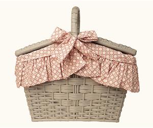 Cesto Pic-Nic em Vime Pintado - Cinzento Claro 