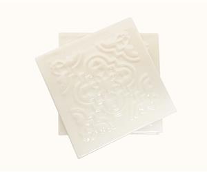 4 Azulejos Flor - Base de Copo - Branco