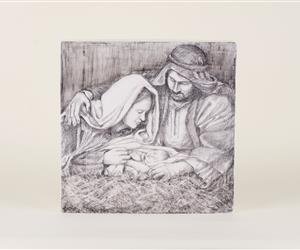 Tela Cerâmica - Sagrada Família - Pintura Manual