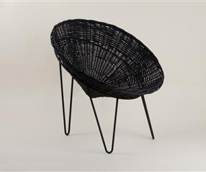 Cadeirão em Medula de Vime Natural - Pintura Preto