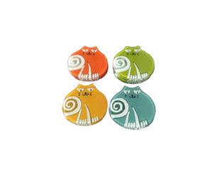 Base de Copos Vidro - Gato Laranja