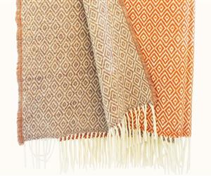 Manta 100% Lã Natural - Biface Terracota e Cinza