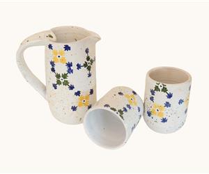 Conjunto Jarro + 2 Copos - Flores