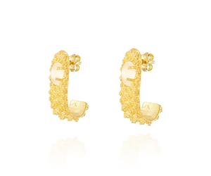 BRINCOS CURVADOS ELMA COLLECTION - PEDRA ROSA