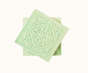 4 Azulejos Flor - Base de Copo - Verde Água