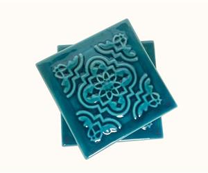 Azulejo Flor - Base de Copo - Azul